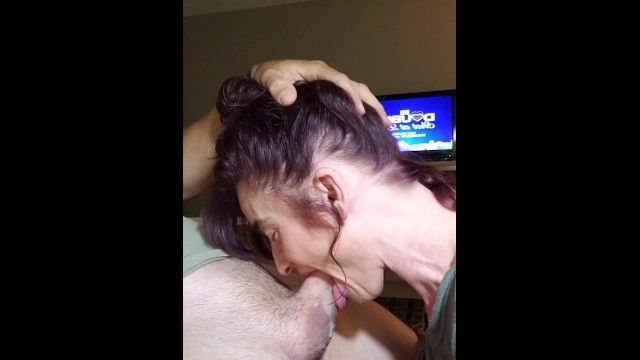 Sloppy deepthroat with tongue on my balls ends with giant facial